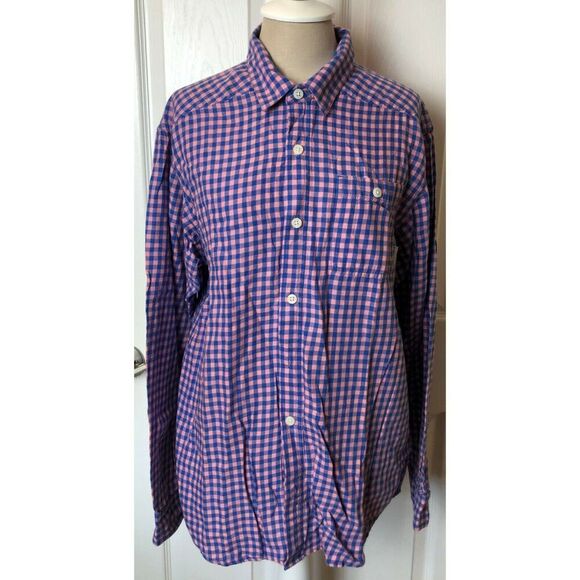 Columbia Gingham Long Sleeve Casual Flannel Shirt Purple Pink Cotton Men’s M - Picture 1 of 6